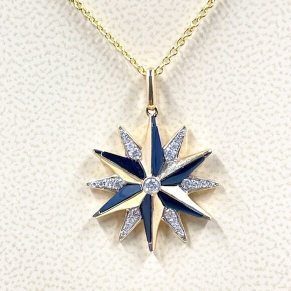 Diamond and Black Onyx Star necklace in 14k - Picture 4 of 8